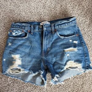 Abercrombie & Fitch Ripped Blue Denim Women's Shorts